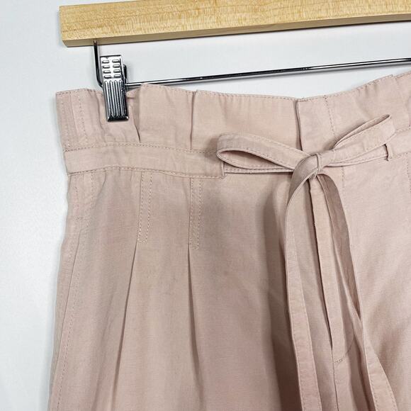 Club Monaco Size 00 Light Pink Anreannah Pleated Wide Leg Cropped Pants Paperbag - Picture 5 of 10